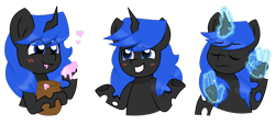 Size: 3629x1653 | Tagged: safe, artist:ninnydraws, imported from derpibooru, oc, oc only, oc:blue visions, changeling, blue changeling, changeling oc, heart, simple background, solo, transparent background