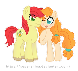 Size: 2552x2350 | Tagged: safe, artist:ninnydraws, imported from derpibooru, bright mac, pear butter, earth pony, pony, brightbutter, colored pupils, cute, female, male, one eye closed, shipping, simple background, straight, transparent background, white outline