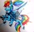 Size: 3183x2986 | Tagged: safe, alternate version, artist:creature.exist, imported from derpibooru, rainbow dash, fluffy pony, pegasus, pony, armor, band, belt, blade, clothes, fluffy, katana, leaf, league of legends, photo, scarf, solo, sword, traditional art, weapon, wind, yasuo