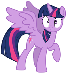 Size: 7000x7800 | Tagged: safe, artist:tardifice, imported from derpibooru, twilight sparkle, alicorn, pony, the cutie re-mark, absurd resolution, female, frown, mare, raised hoof, simple background, solo, spread wings, transparent background, twilight sparkle (alicorn), vector, wide eyes, wings