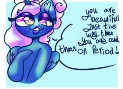 Size: 1024x742 | Tagged: safe, artist:iloveehlm, imported from derpibooru, oc, oc:fleurbelle, alicorn, alicorn oc, bow, female, hair bow, horn, mare, speech bubble, text, wingding eyes, wings