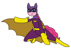 Size: 1920x1378 | Tagged: safe, artist:solarheclipse, imported from derpibooru, pinkie pie, barbara gordon, batgirl, cape, clothes, dc superhero girls