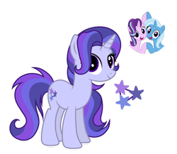 Size: 1280x1113 | Tagged: safe, artist:gloriaartist, artist:nicothetdpinkiepie, artist:starflightsparkleyt, imported from derpibooru, starlight glimmer, trixie, oc, oc:mystic starlet, female, lesbian, magical lesbian spawn, offspring, parent:starlight glimmer, parent:trixie, parents:startrix, shipping, startrix, story included