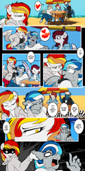 Size: 2480x5000 | Tagged: safe, artist:dormin-dim, artist:dormin-kanna, imported from derpibooru, oc, oc only, oc:aviatrix, oc:avie, oc:diamond sun, oc:hawker hurricane, oc:trade wind, oc:ward, oc:ward wind, anthro, pegasus, unguligrade anthro, angry, beach, big breasts, breasts, cargo pants, cleavage, clothes, colored wings, comic, commission, ear pull, female, hawkmond, hoodie, jacket, jeans, laughing, leggings, male, mare, pants, shirt, skirt, speech bubble, stallion, stare, umbrella, wingding eyes, wings