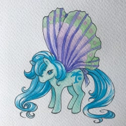 Size: 900x900 | Tagged: safe, artist:chargoz, artist:chargozland, imported from derpibooru, cool breeze, pony, butterfly wings, female, g1, mare, solo, traditional art, wings