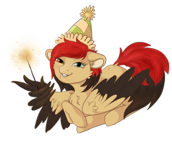 Size: 2400x2000 | Tagged: safe, artist:drops-of-blood, imported from derpibooru, oc, oc only, oc:lya the shaikan, pegasus, pony, fireworks, looking at you, simple background, smiling, smiling at you, transparent background, wing hands, wings