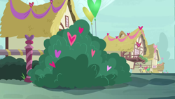 Size: 1280x720 | Tagged: safe, imported from derpibooru, screencap, the break up breakdown, background, balloon, heart balloon, no pony, ponyville, scenic ponyville