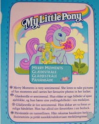 Size: 344x429 | Tagged: safe, imported from derpibooru, merry moments, earth pony, pony, backcard, camera, g2, locket, official, text