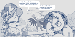 Size: 4000x2000 | Tagged: safe, artist:dilarus, edit, imported from ponybooru, cookie crumbles, gilda, rarity, griffon, unicorn, griffons as jews stereotype