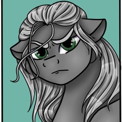 Size: 1080x1080 | Tagged: safe, alternate version, artist:pony_riart, imported from derpibooru, earth pony, pony, bust, frown, geralt of rivia, male, ponified, solo, stallion, the witcher