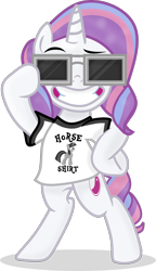 Size: 1942x3365 | Tagged: safe, artist:grapefruitface1, imported from derpibooru, potion nova, twilight sparkle, alicorn, pony, unicorn, my little pony: pony life, base used, bipedal, blue oyster cult, clothes, female, g4, g4.5, g4.5 to g4, hand on hip, looking at you, pony life, shirt, show accurate, simple background, solo, sunglasses, t-shirt, transparent background, twilight sparkle (alicorn), vector