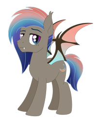 Size: 1750x2186 | Tagged: safe, artist:dyonys, imported from derpibooru, oc, oc:dawn fang, bat pony, freckles, male, partial heterochromia, raised eyebrow, simple background, spread wings, stallion, transparent background, wings