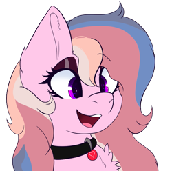 Size: 701x694 | Tagged: safe, artist:naaltive, imported from derpibooru, oc, oc only, oc:alluring gaze, earth pony, pony, choker, clothes, eyeshadow, happy, makeup, open mouth, simple background, solo, transparent background