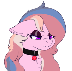 Size: 701x694 | Tagged: safe, artist:naaltive, imported from derpibooru, oc, oc only, oc:alluring gaze, earth pony, pony, angry, choker, eyeshadow, makeup, scrunchy face, simple background, solo, transparent background