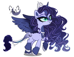 Size: 1800x1400 | Tagged: safe, artist:gihhbloonde, imported from derpibooru, oc, oc only, hybrid, pony, female, offspring, parent:capper dapperpaws, parent:princess luna, show accurate, simple background, solo, transparent background