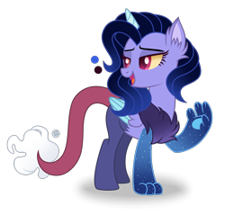 Size: 2916x2782 | Tagged: safe, artist:purplepotato04, imported from derpibooru, oc, oc only, hybrid, female, interspecies offspring, offspring, parent:discord, parent:princess luna, parents:lunacord, show accurate, simple background, solo, transparent background