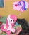 Size: 2399x2910 | Tagged: safe, artist:muhammad yunus, artist:tanahgrogot, edit, imported from derpibooru, oc, oc only, oc:annisa trihapsari, oc:hsu amity, alicorn, earth pony, pony, base used, blue hair, clothes, cute, duo, duo female, female, glasses, heart, irl, mare, ocbetes, one eye closed, photo, pink body, pink hair, ponies in real life, purple hair, sad, sad pony, sadorable, smiling