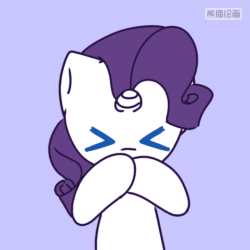 Size: 720x720 | Tagged: safe, artist:starflashing twinkle, imported from derpibooru, rarity, pony, unicorn, :3, animated, blowing a kiss, chinese, cute, female, frame by frame, gif, heart, mare, purple background, raribetes, simple background, solo