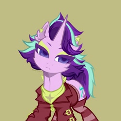 Size: 3500x3500 | Tagged: safe, artist:rrd-artist, imported from derpibooru, starlight glimmer, pony, unicorn, alternate hairstyle, clothes, ear piercing, earring, jewelry, makeup, piercing, solo