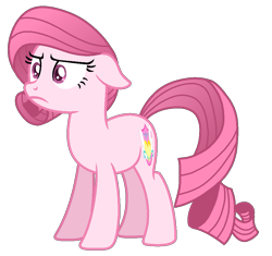 Size: 939x884 | Tagged: safe, artist:muhammad yunus, artist:tanahgrogot, imported from derpibooru, oc, oc only, oc:annisa trihapsari, earth pony, pony, female, floppy ears, mare, not rarity, pink body, pink hair, show accurate, simple background, solo, transparent background, unamused, vector