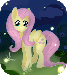 Size: 1631x1807 | Tagged: safe, artist:5-pm, imported from derpibooru, fluttershy, firefly (insect), insect, pegasus, pony, night, solo