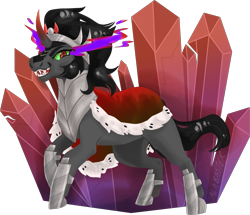 Size: 2633x2269 | Tagged: safe, artist:alabasterpeony, imported from derpibooru, king sombra, commission, commissioner:reversalmushroom, crystal, simple background, transparent background