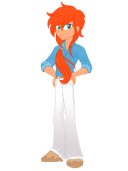 Size: 1280x1708 | Tagged: safe, artist:ocean-drop, imported from derpibooru, oc, oc only, oc:automne gold, equestria girls, hand on hip, male, offspring, parent:big macintosh, parent:marble pie, parents:marblemac, simple background, solo, transparent background