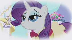 Size: 1920x1080 | Tagged: safe, imported from derpibooru, screencap, rarity, pony, unicorn, the ticket master, bedroom eyes, clothes, dress, female, frilly dress, imagine spot, lidded eyes, mare, solo