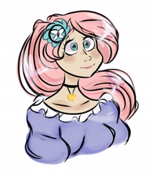 Size: 1822x2048 | Tagged: safe, artist:thechaoticboop, imported from derpibooru, fluttershy, human, choker, clothes, dress, flower, flower in hair, humanized, solo
