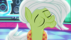 Size: 1920x1080 | Tagged: safe, imported from derpibooru, screencap, granny smith, earth pony, pony, grannies gone wild, eyes closed, female, hair flip, loose hair