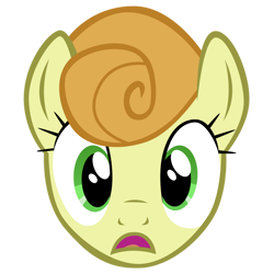 Size: 1024x1024 | Tagged: safe, artist:tardifice, imported from derpibooru, carrot top, golden harvest, earth pony, pony, dragonshy, background pony, face, female, gasp, head, looking at you, mare, open mouth, shocked, show accurate, simple background, transparent background, vector