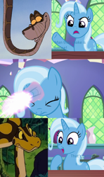 Size: 640x1080 | Tagged: safe, artist:raynapole, edit, edited screencap, imported from derpibooru, screencap, trixie, snake, all bottled up, exploitable meme, kaa, meme, the jungle book, trixie fixing meme