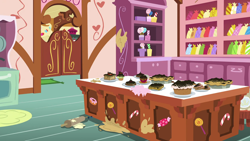 Size: 1280x720 | Tagged: safe, imported from derpibooru, screencap, the big mac question, background, kitchen, liminal space, no pony, scenic ponyville, sugarcube corner