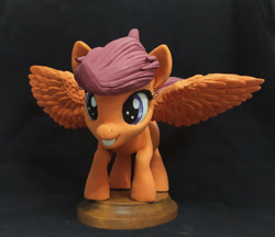 Size: 936x808 | Tagged: safe, artist:vita96, imported from derpibooru, scootaloo, pegasus, pony, craft, grin, photo, sculpture, smiling, spread wings, wings