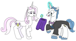 Size: 3332x1805 | Tagged: safe, artist:supahdonarudo, imported from derpibooru, fancypants, fleur-de-lis, pony, unicorn, series:fleurbuary, clothes, facial hair, levitation, magic, male, monocle, moustache, raised hoof, simple background, stallion, suit, surprised, sweater, telekinesis, transparent background