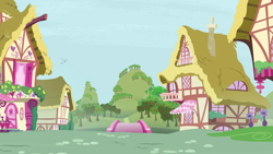 Size: 1280x720 | Tagged: safe, imported from derpibooru, screencap, bird, the big mac question, background, bridge, no pony, ponyville, scenic ponyville