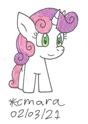 Size: 573x805 | Tagged: safe, artist:cmara, imported from derpibooru, sweetie belle, pony, unicorn, female, filly, simple background, solo, traditional art, white background