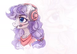 Size: 1800x1275 | Tagged: safe, artist:vird-gi, imported from derpibooru, oc, oc only, oc:cinnabyte, pony, bandana, chest fluff, headset, smiling, solo