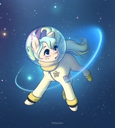 Size: 2126x2362 | Tagged: safe, artist:katputze, imported from derpibooru, oc, oc only, pony, astronaut, open mouth, solo, space, spacesuit, stars, zero gravity