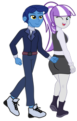 Size: 1008x1575 | Tagged: safe, artist:gmaplay, imported from derpibooru, night light, twilight velvet, equestria girls, ass, butt, duo, female, male, married couple, ponytail, simple background, solo, transparent background, twibutt velvet, velvetbutt
