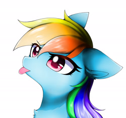 Size: 1787x1670 | Tagged: safe, artist:aleuoliver, artist:aleurajan, imported from derpibooru, rainbow dash, pegasus, pony, :p, >:p, bust, chest fluff, cute, dashabetes, eyelashes, female, mare, simple background, solo, tongue out, white background