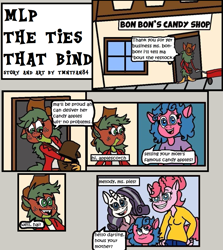 Size: 1101x1234 | Tagged: safe, artist:tmntfan85, imported from derpibooru, pinkie pie, rarity, oc, oc:apple scorch, anthro, dracony, dragon, hybrid, pony, alternate universe, comic, female, interspecies offspring, lesbian, magical lesbian spawn, offspring, parent:applejack, parent:pinkie pie, parent:rarity, parent:spike, parents:applespike, parents:raripie, raripie, shipping