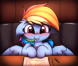 Size: 2600x2200 | Tagged: safe, artist:heavymetalbronyyeah, imported from derpibooru, rainbow dash, pegasus, pony, blushing, cheek fluff, chest fluff, crayons, cute, dashabetes, ear fluff, eyebrows, eyebrows visible through hair, female, floppy ears, heart eyes, leg fluff, solo, spread wings, tongue out, weapons-grade cute, wingding eyes, wings
