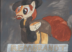 Size: 2338x1700 | Tagged: safe, artist:merrittwilson, imported from derpibooru, pegasus, pony, artist, ponified, rembrandt, solo, traditional art