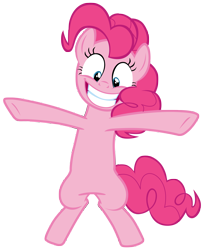 Size: 7000x8600 | Tagged: safe, artist:tardifice, imported from derpibooru, pinkie pie, earth pony, pony, absurd resolution, bipedal, female, grin, gritted teeth, looking down, simple background, smiling, solo, teeth, transparent background, vector