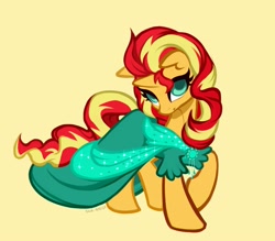 Size: 4000x3500 | Tagged: safe, artist:rrd-artist, imported from derpibooru, sunset shimmer, pony, unicorn, alternate hairstyle, clothes, dress, gala dress, looking at you, solo
