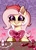 Size: 2500x3500 | Tagged: safe, artist:rrd-artist, imported from derpibooru, oc, oc only, earth pony, pony, blushing, bow, ear fluff, glitter, happy, heart, holiday, not fluttershy, purple eyes, ribbon, smiling, solo, sparkles, valentine, valentine's day