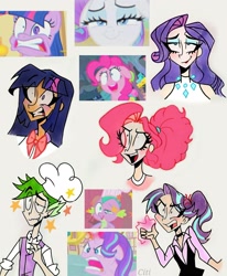 Size: 2510x3049 | Tagged: safe, artist:citi, imported from derpibooru, screencap, pinkie pie, rarity, spike, starlight glimmer, twilight sparkle, alicorn, dragon, earth pony, human, pony, unicorn, all bottled up, secrets and pies, simple ways, angry, chef, chef's hat, faic, female, golden oaks library, gritted teeth, hat, human spike, humanized, male, open mouth, rage, scene interpretation, screencap reference, solo, solo female, solo male, stars, sugarcube corner, teeth, twilight sparkle (alicorn), vein