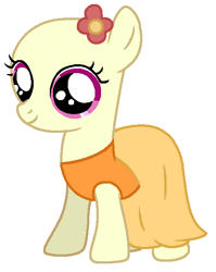 Size: 464x584 | Tagged: safe, artist:katliynrusshia, imported from derpibooru, earth pony, pony, bald, base, clothes, dress, female, filly, flower, gala dress, simple background, smiling, white background