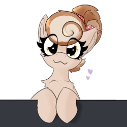 Size: 1200x1200 | Tagged: safe, artist:jubyskylines, imported from derpibooru, oc, oc:cinnamon spangled, earth pony, pony, animated, bandana, blinking, chest fluff, cute, ear fluff, earth pony oc, female, gif, looking at you, mare, ocbetes, simple background, smiling, solo, white background